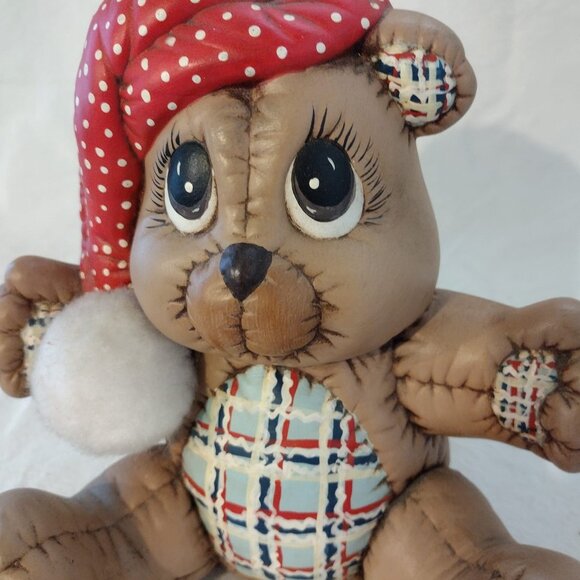 Vintage 1986 Dona Mold Hand Painted Ceramic Teddy Bear Piggy Bank - Picture 7 of 8